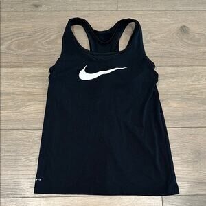 NIKE Black Breathe 2-In-1 Sleeveless Active Tank Top‎ Sports Bra Shirt Sz Medium